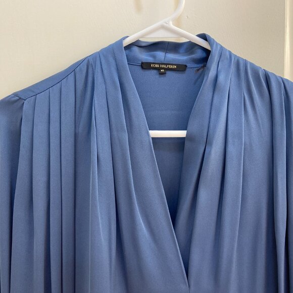 Kobi Halperin silk-blend pleated blouse, XS, dusty blue - Picture 3 of 6